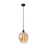 E27 Pendant Light 25cm Amber - Pewter