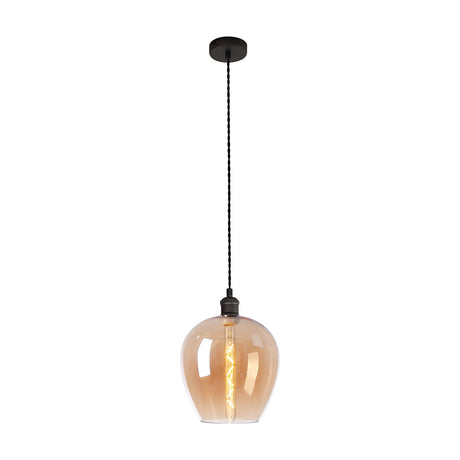 E27 Pendant Light 25cm Amber - Pewter