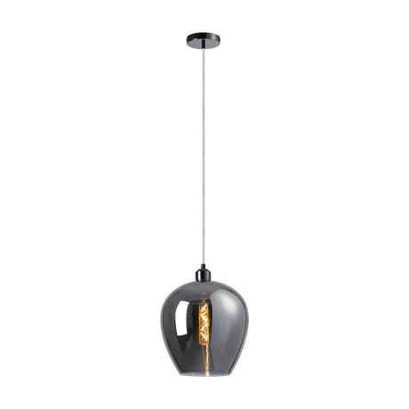 Cawdor E27 Wine Glass Pendant Light 25cm Chrome - Black Chrome