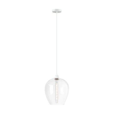 Cawdor E27 Wine Glass Pendant Light 25cm Clear - Matt White