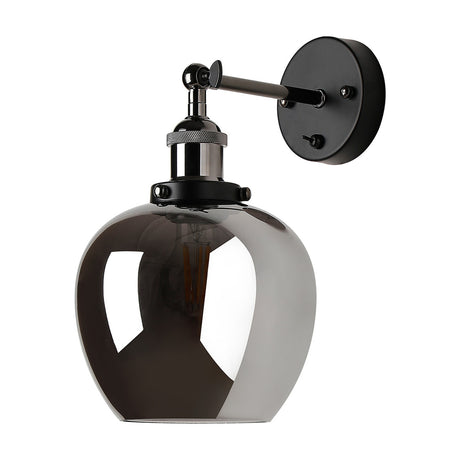 Cawdor E27 Wine Glass Wall Light 28cm High Chrome - Black Chrome