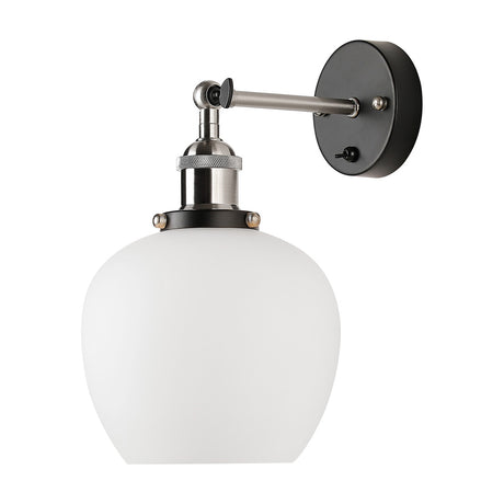 Cawdor E27 Wine Glass Wall Light 28cm High Opal - Satin Nickel