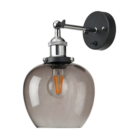 Cawdor Wine Glass Wall Light 28cm High Smoke - Polished Chrome