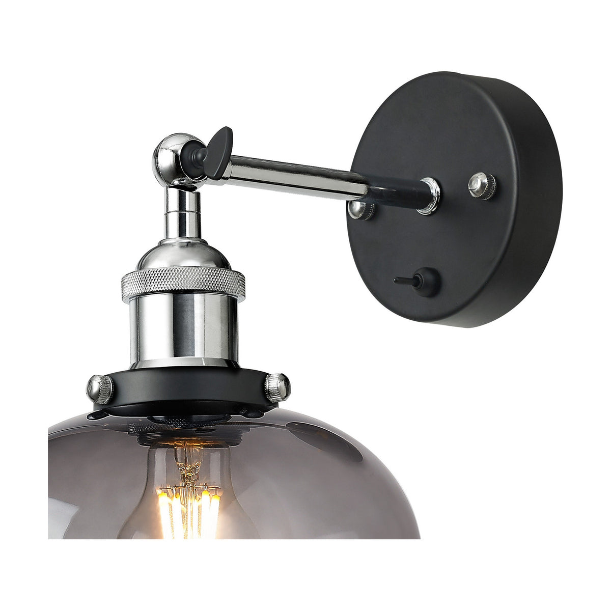 Cawdor Wine Glass Wall Light 28cm High Smoke - Polished Chrome