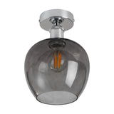 Cawdor E27 Flush Ceiling Light 18cm Smoke - Polished Chrome