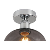 Cawdor E27 Flush Ceiling Light 18cm Smoke - Polished Chrome