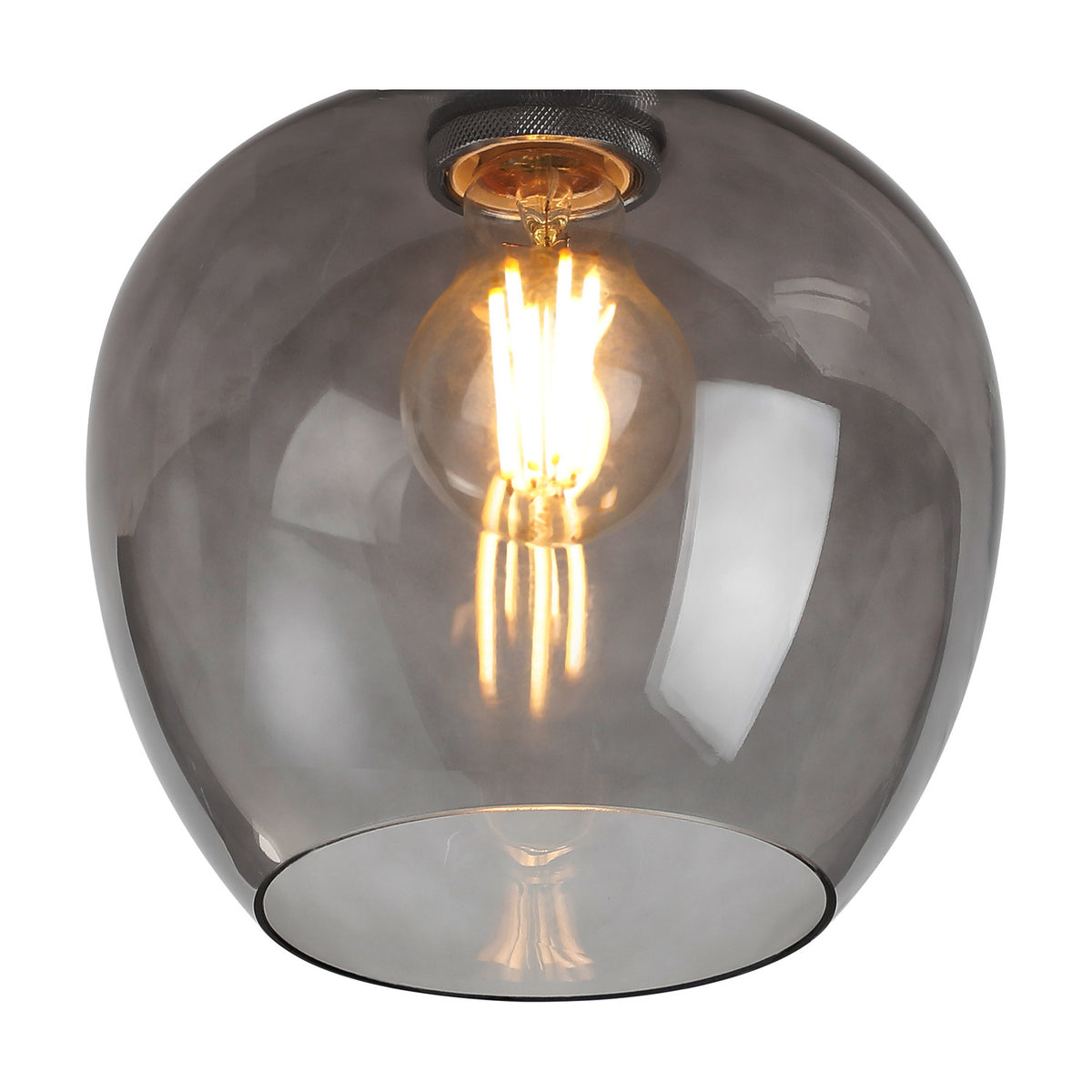 Cawdor E27 Flush Ceiling Light 18cm Smoke - Polished Chrome