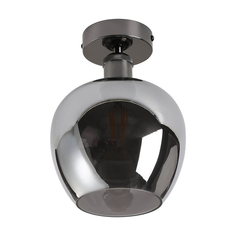 Cawdor Wine Glass Flush Ceiling Light 18cm Chrome - Black Chrome