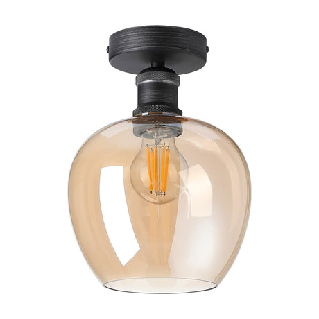 E27 Ceiling Light 18cm Amber - Pewter
