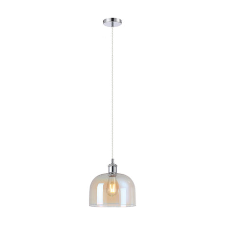 Cawdor E27 Pendant Light 24cm Iridescent - Polished Chrome