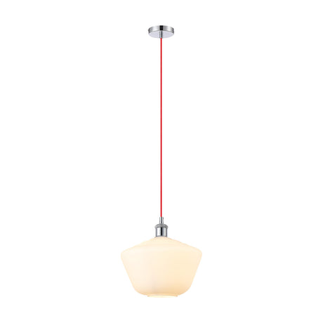 Cawdor E27 Pendant Light 30cm Opal - Polished Chrome