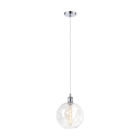 Cawdor E27 Pendant Light 25cm Clear - Polished Chrome