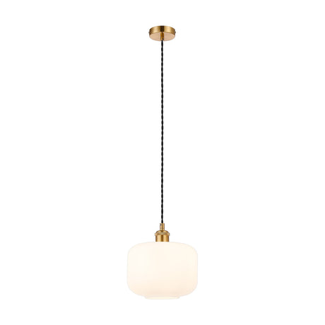 Cawdor E27 Pendant Light 25cm Opal - Gilt Bronze