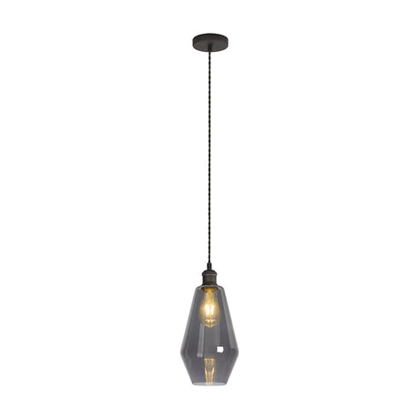Cawdor E27 Pendant Light 18cm Smoke - Pewter