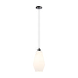 Cawdor E27 Pendant Light 18cm Opal - Black Chrome