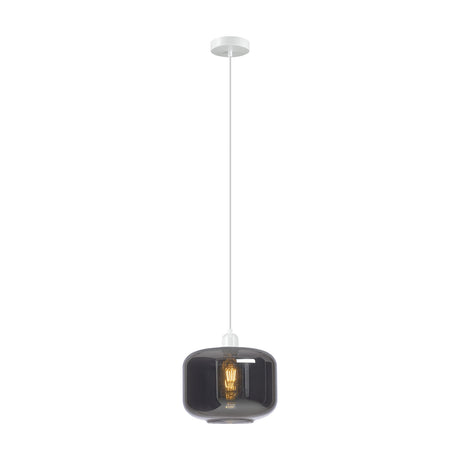 Cawdor E27 Pendant Light 25cm Smoke - Matt White