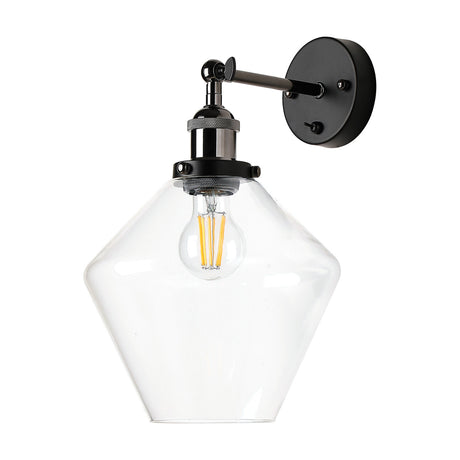 Cawdor E27 Wall Light 29.5cm High Clear - Black Chrome