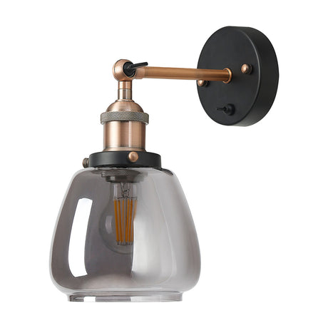 Cawdor E27 Wall Light 26cm High Smoke - Antique Copper