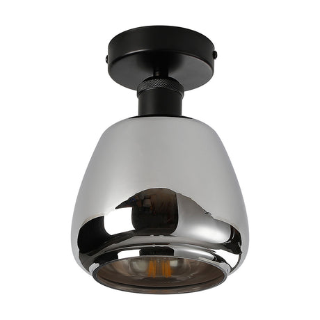 Cawdor E27 Flush Ceiling Light 16cm Chrome Plated - Matt Black