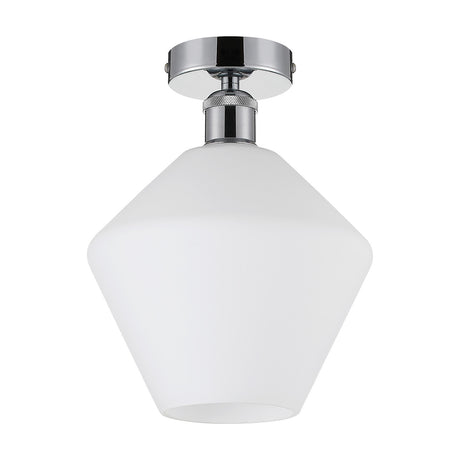 Cawdor E27 Flush Ceiling Light 23cm Opal - Polished Chrome