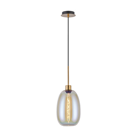 Lori Single E27 Pendant Light Iridescent - Antique Gold