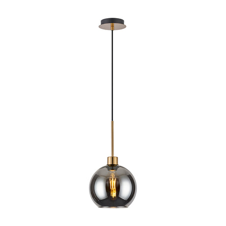 Lori Single Pendant Light 12cm Dia Smoke - Antique Gold