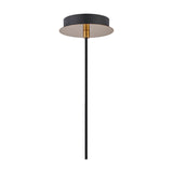 Lori Single Pendant Light in smoke glass with antique gold ceiling rose and slender rod suspension, shown against a plain white background.