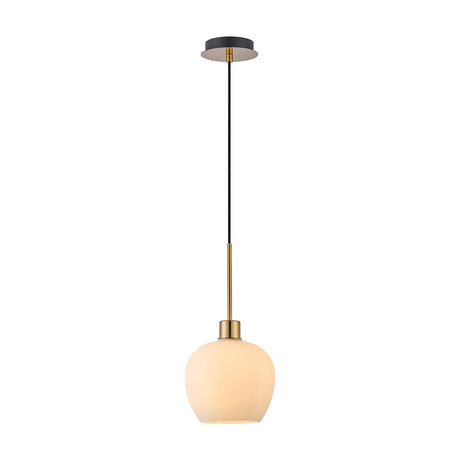 Lori Single Pendant Light 12cm Dia Opal - Antique Gold