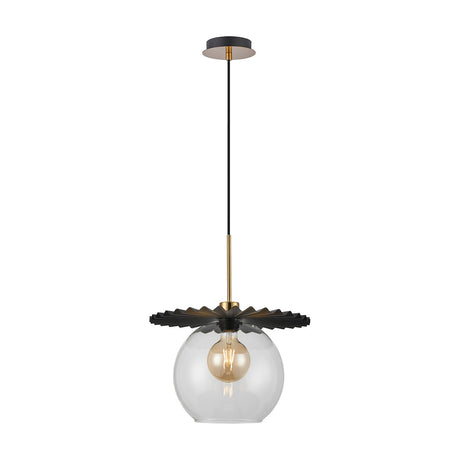 Lori Single Pendant Light 12cm Dia Black - Antique Gold