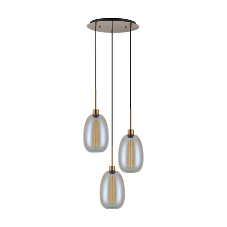 Lori 3 Light Round Pendant Light 40cm Iridescent - Antique Gold