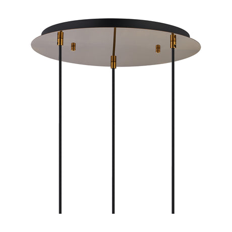Lori 3 Light E27 Round Pendant Light 40cm Smoke - Antique Gold
