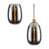 Lori 5 Light E27 Round Pendant Light 45cm Chrome - Antique Gold