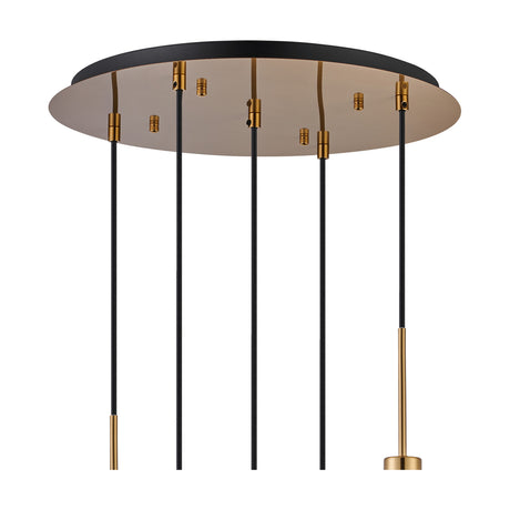 Lori 5 Light E27 Round Pendant Light 45cm Opal - Antique Gold