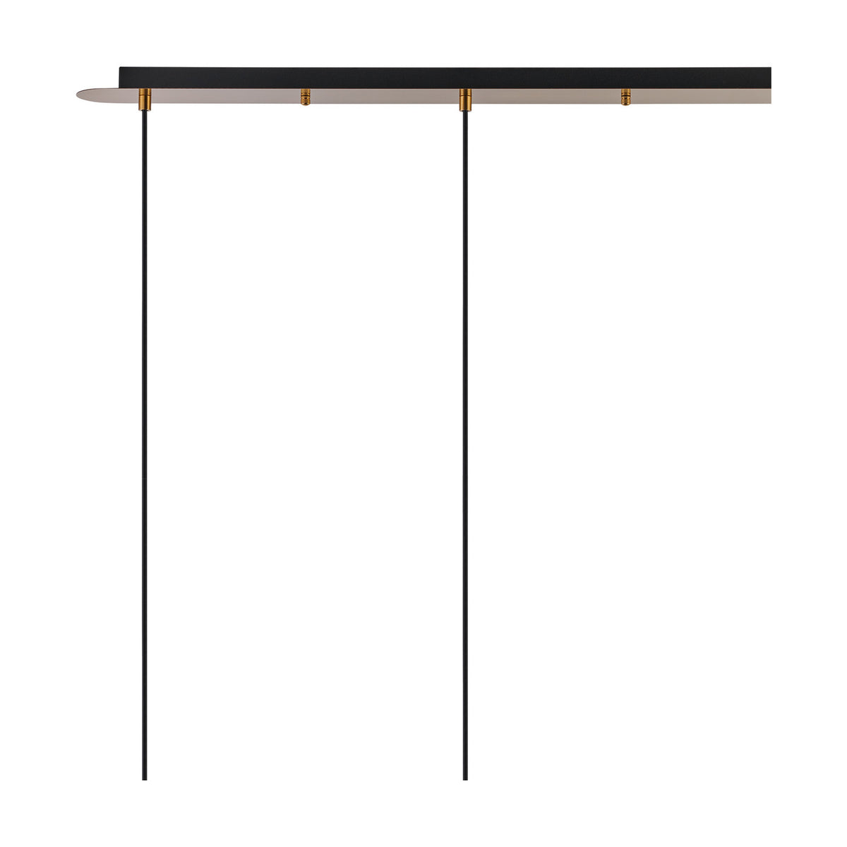 3 Light Linear Amber Glass Pendant Light in antique gold, 85cm ceiling bar with two visible drop cables, shown against a plain white background.