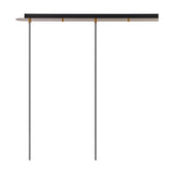 3 Light Linear Amber Glass Pendant Light in antique gold, 85cm ceiling bar with two visible drop cables, shown against a plain white background.