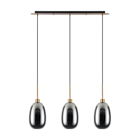 Lori 3 Light Linear Pendant Light 85cm Drop Chrome - Antique Gold