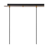 Lori 3 Light Pendant with an 850mm antique gold ceiling bar and adjustable black suspension cables, shown against a plain white background.