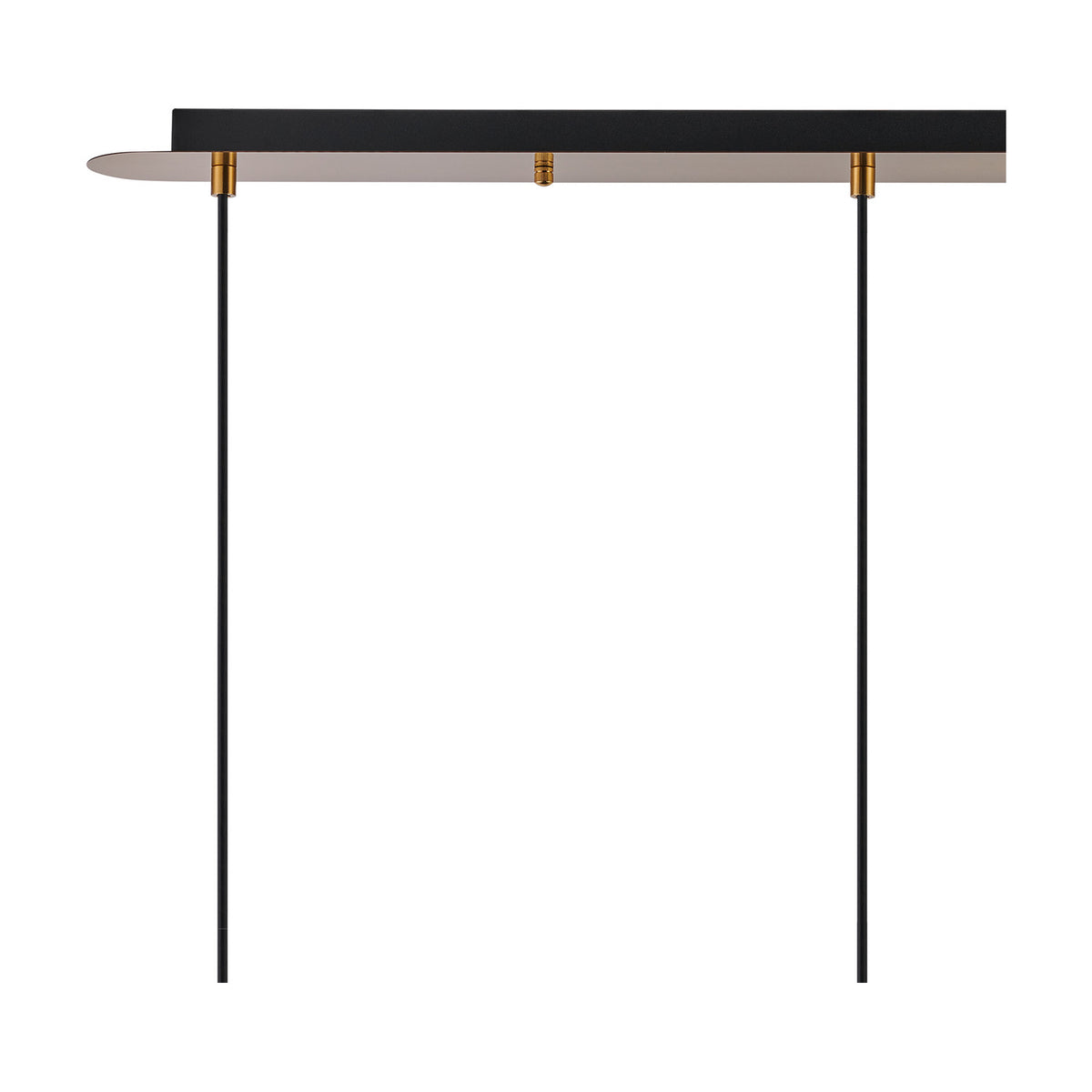 Lori 3 Light Opal Wine Glass Pendant Light with slim antique gold ceiling bar and three black cables, shown against a plain white background.