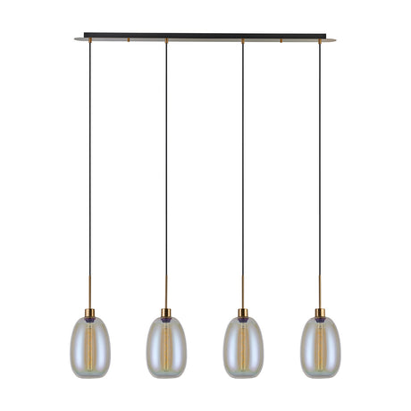 Lori 4 Light Pendant Light 1.2m Drop Iridescent - Antique Gold
