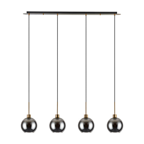 Lori 4 Light E27 Pendant Light 1.2m Drop Smoke - Antique Gold