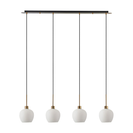 Lori 4 Light Linear Pendant Light 1.2m Drop Opal - Antique Gold