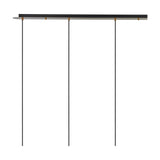 4 Light Pendant, 1.2m long bar in antique gold with four black cables and gold connectors suspending the fittings, shown on a plain white background.