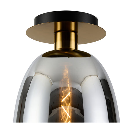 Lori Round Flush Ceiling Light 15cm Chrome - Antique Gold