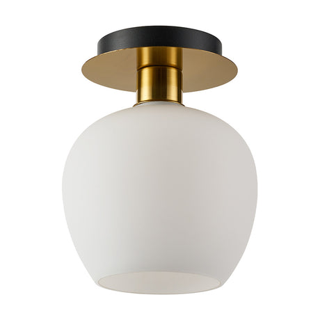 Lori Round Flush Ceiling Light 15cm Opal - Antique Gold