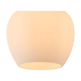 Lori Round Flush Ceiling Light in 15cm opal glass with a wine-glass curve shade, illuminated to show soft diffused light, set on a plain white background.