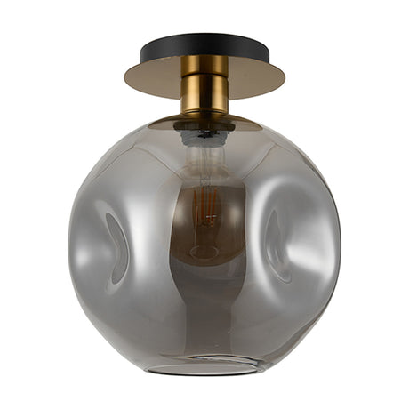 Lori Round Flush Ceiling Light 15cm Smoke - Antique Gold