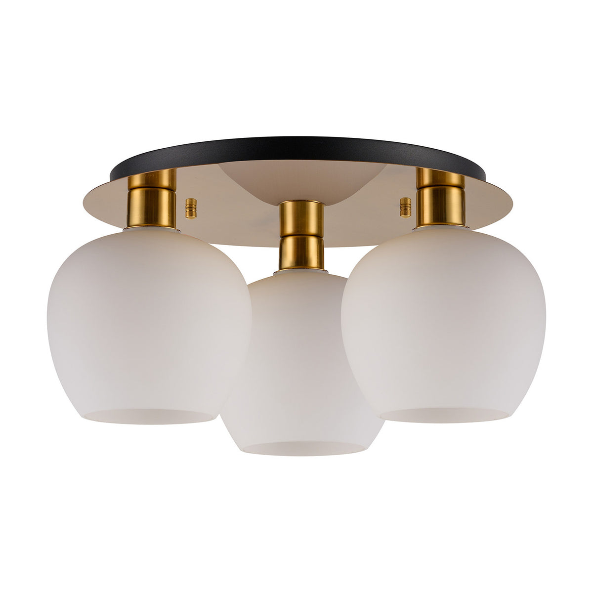 Lori 3 Light Round Flush Ceiling Light 40cm Opal - Antique Gold