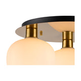 Lori 3 Light Round Flush Ceiling Light 40cm Opal - Antique Gold