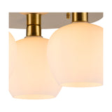Lori 3 Light Round Flush Ceiling Light 40cm Opal - Antique Gold