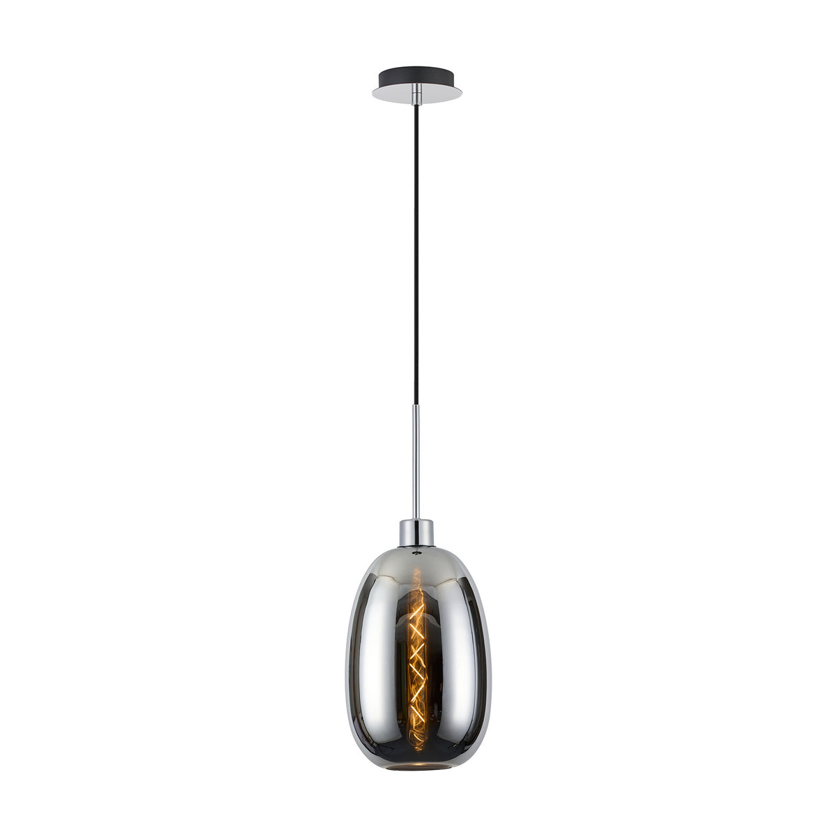 Lori Single E27 Pendant Light Chrome - Polished Chrome